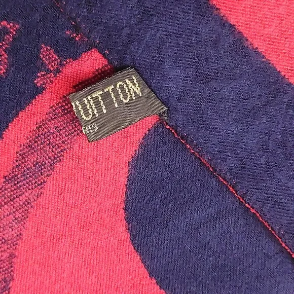 LOUIS VUITTON LV Vintage Blue & Red Abstract Floral Print Shawl Wrap Scarf